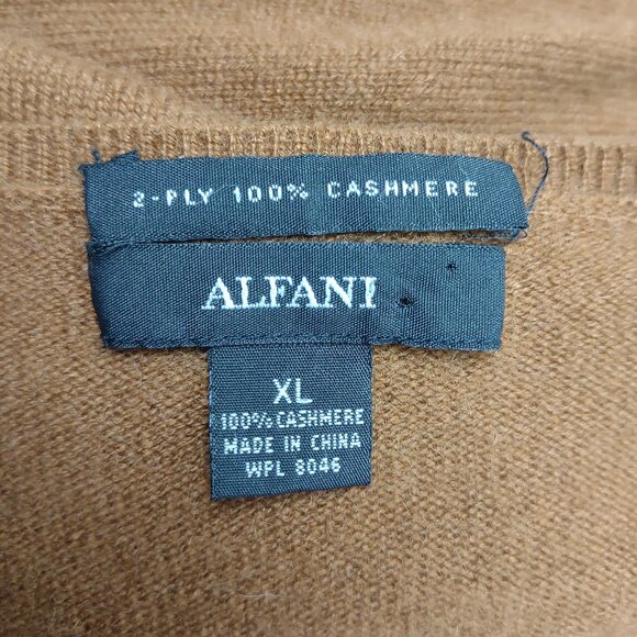 Alfani brown 2-ply 100% Cashmere V-neck pullover sweater ladies XL X-Large - Picture 6 of 6